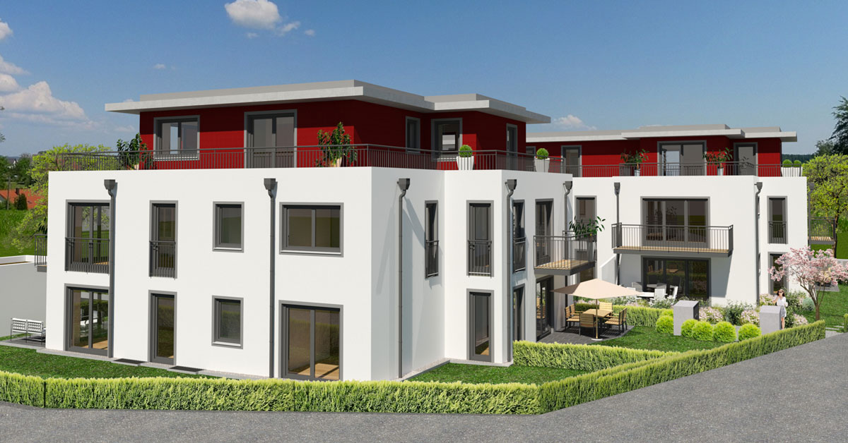 Alle aktuellen Verkaufsobjekte bei Praml Bau 3D Ansicht eines aktuellen Praml Immobilienprojektes